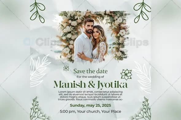 beautiful Elegant Save the Date Wedding Invitation PSD Template