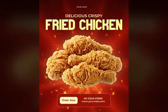 Spicy Fried Chicken Restaurant Advertisement Template