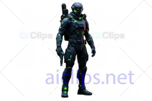 Futuristic Combat Soldier with Neon Green Detailing