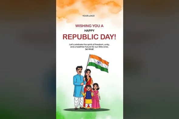 Patriotic Family Republic Day Greeting Template