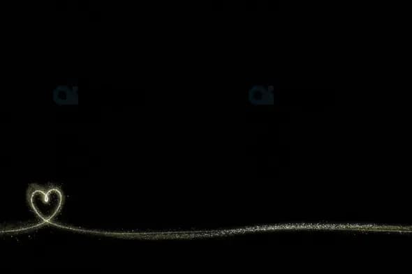 Golden Heart Light Trail Animation with Horizontal Path