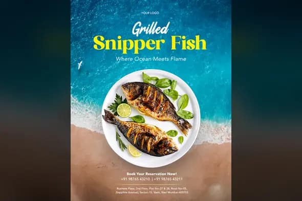 Seaside Grilled Fish Restaurant Ad Template