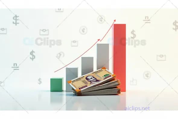 Financial Growth Chart with Stack of Cash