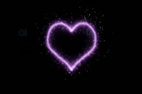 Glowing Purple Heart Outline with Sparkles Animation