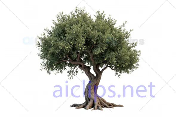 Detailed 3D Olive Tree Model with Fruits and Twisted Trunk