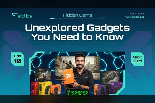 Tech Review Thumbnail Template with Hexagonal Gaming Design