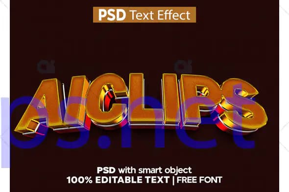 Golden 3D Text Effect PSD