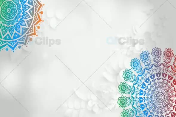 Colorful Mandala Patterns on Elegant White Background with Floral Texture