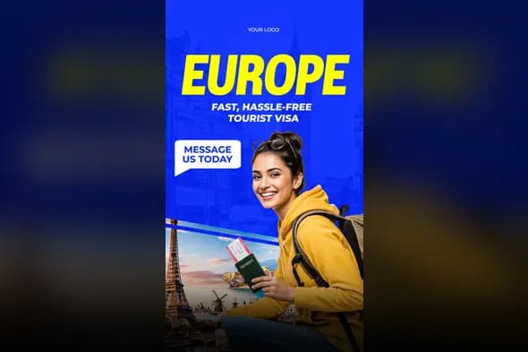 Europe Travel Visa Social Media Template