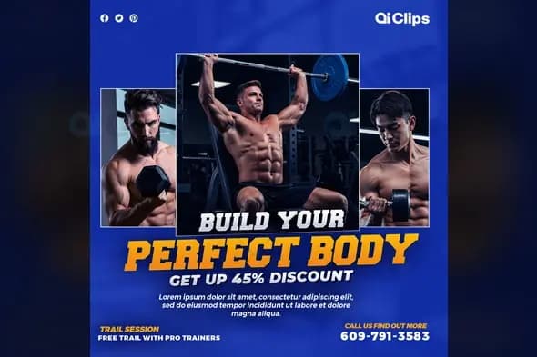 Build Your Perfect Body - Gym Fitness Promotion Banner Template