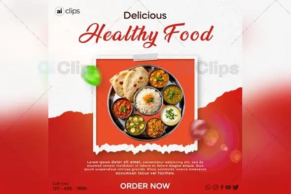 Healthy Food Restaurant Promo PSD Template