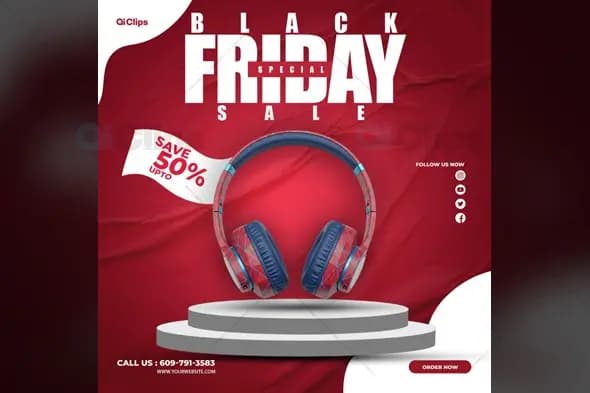 Black Friday Headphones Sale Display on Podium