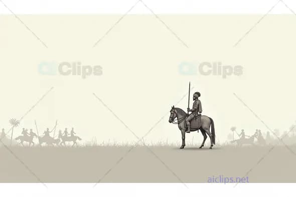 Warrior on Horseback with Army in the Distance