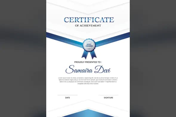 Blue Ribbon Achievement Certificate Template