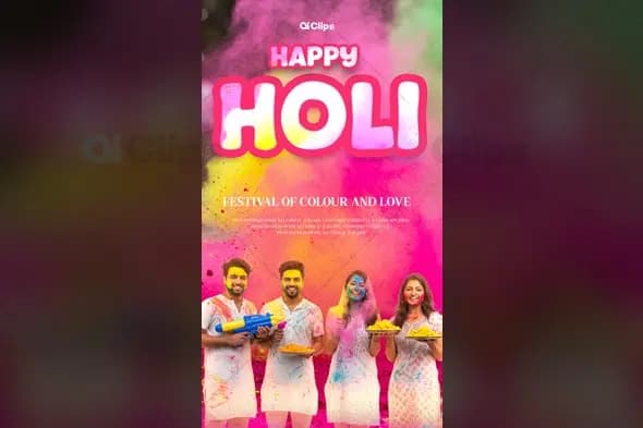Colorful Holi Festival Celebration Photoshop PSD Template | AIClips
