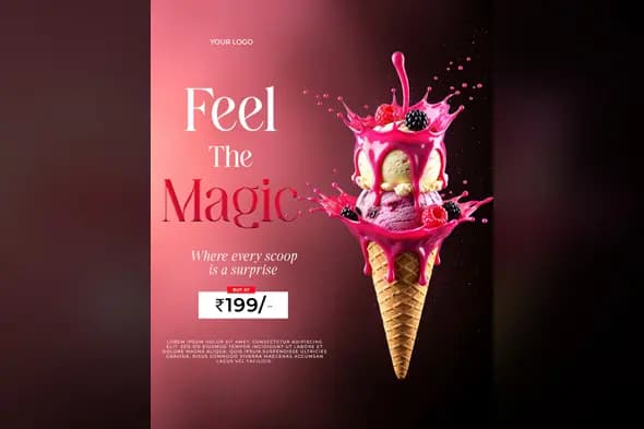 Berry Splash Ice Cream Advertisement Template
