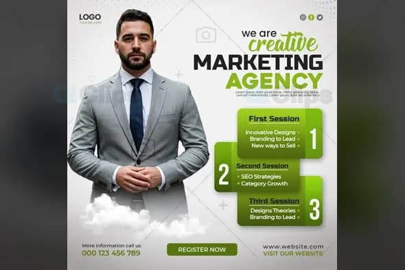 Professional Marketing Agency Service Steps Template