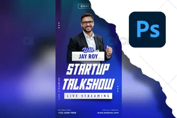 Startup Talkshow Live Streaming Poster PSD Template