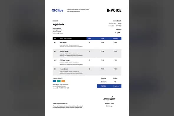 Modern Invoice PSD Template – Clean & Professional Billing Design