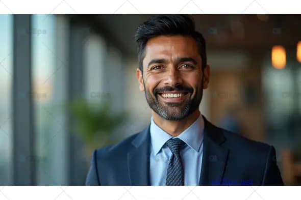 Smiling Business Professional in Corporate Office