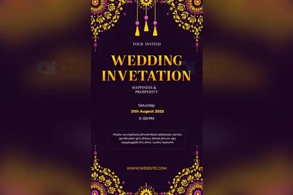 Traditional Wedding Invitation PSD Template