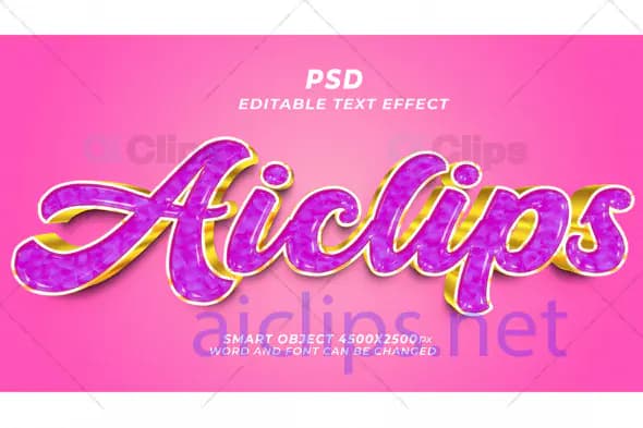 Pink Crystal 3D Text Effect PSD