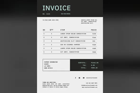 Minimalist Construction Invoice Template