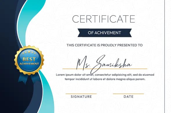 Teal Wave Achievement Certificate Template