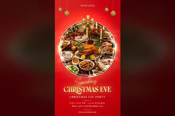 Luxurious Christmas Eve Dinner Invitation Template