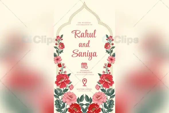 Elegant beautiful Wedding Invitation PSD Template