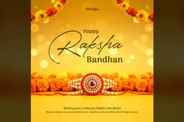 Happy Raksha Bandhan Template Elegant Rakhi Design with Marigold Flowers