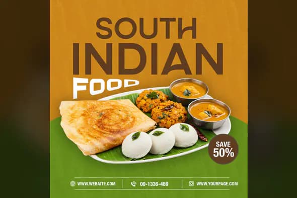 Delicious South Indian Feast Poster Template
