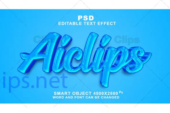 Glossy Blue Glass Text Effect PSD