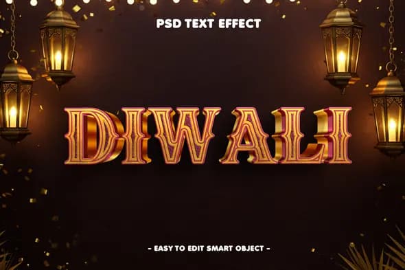 Elegant Diwali Title Text PSD Template