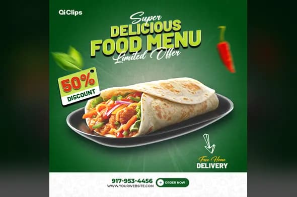Food Menu Promotion PSD Template – Restaurant Discount Flyer Design