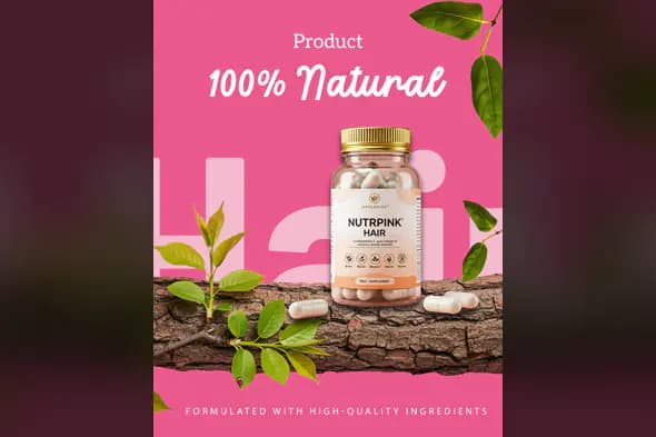 Natural Hair Supplement Ad Template