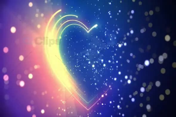 Radiant Multicolored Heart with Sparkling Bokeh Animation