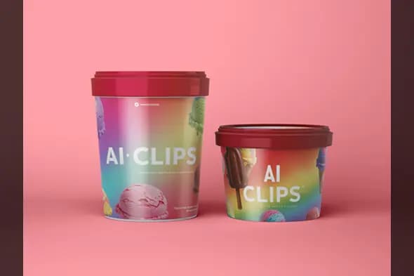 Ice Cream Tub Mockup  Rainbow Design