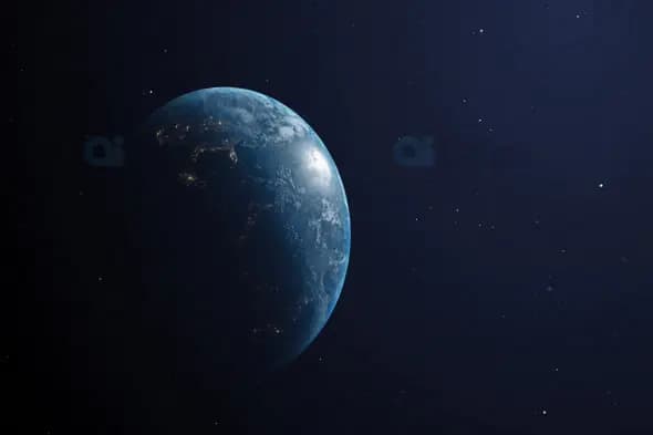 Illuminated Earth with City Lights - Day and Night in Space