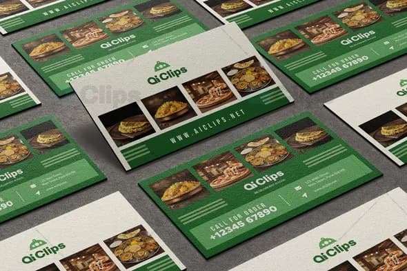 Modern Food Service Business Card Photoshop PSD Template | AIClips
