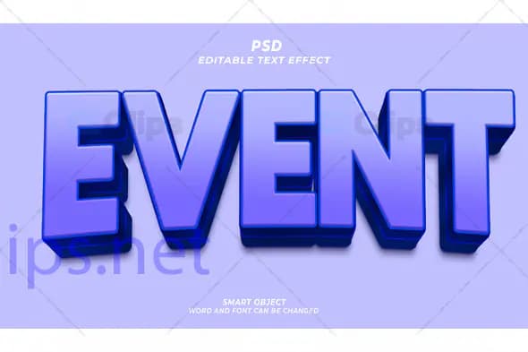 3D Blue Event Text Effect PSD