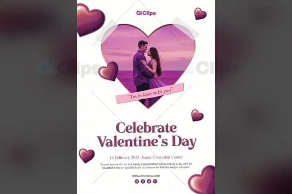Romantic Valentine's Day Photoshop PSD Template | AIClips