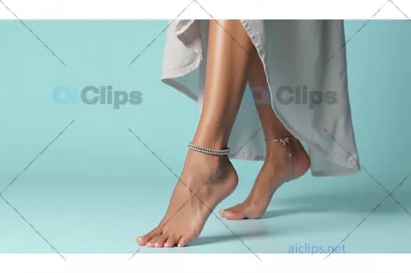 Woman's Feet with Anklets in Stylish Fashion Shoot