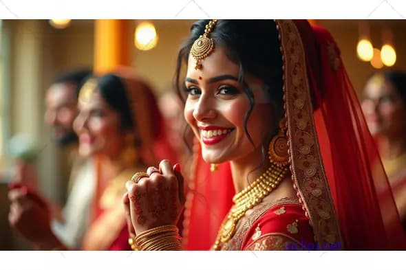 Beautiful Indian Bride in Traditional Red Saree