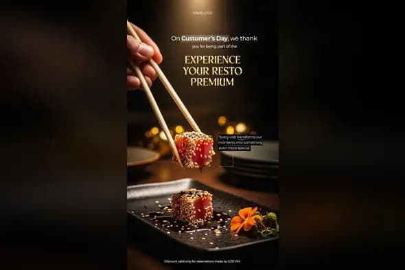 Gourmet Restaurant Customer Day Social Media Post