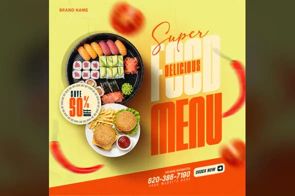 Vibrant Food Delivery Promotion Template