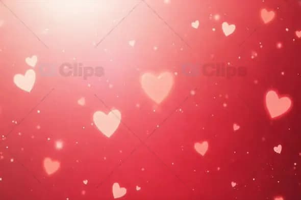 Floating Hearts and Sparkles on a Romantic Red Background