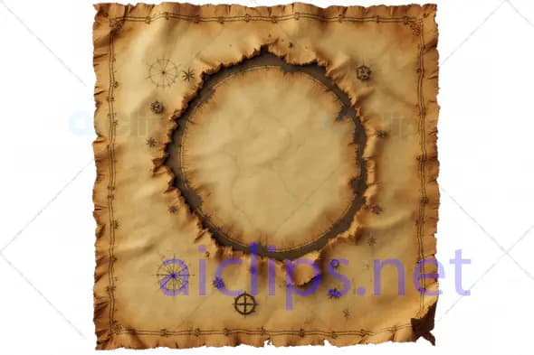 Torn Vintage 3D Map with Burnt Circular Hole