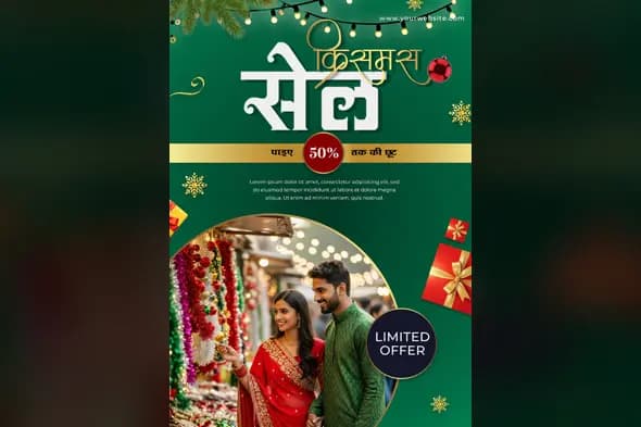 Hindi Christmas Sale Promotion Template