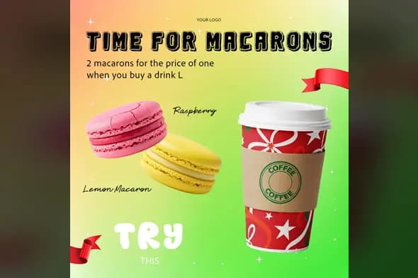 Cafe Macaron & Coffee Promotion Template